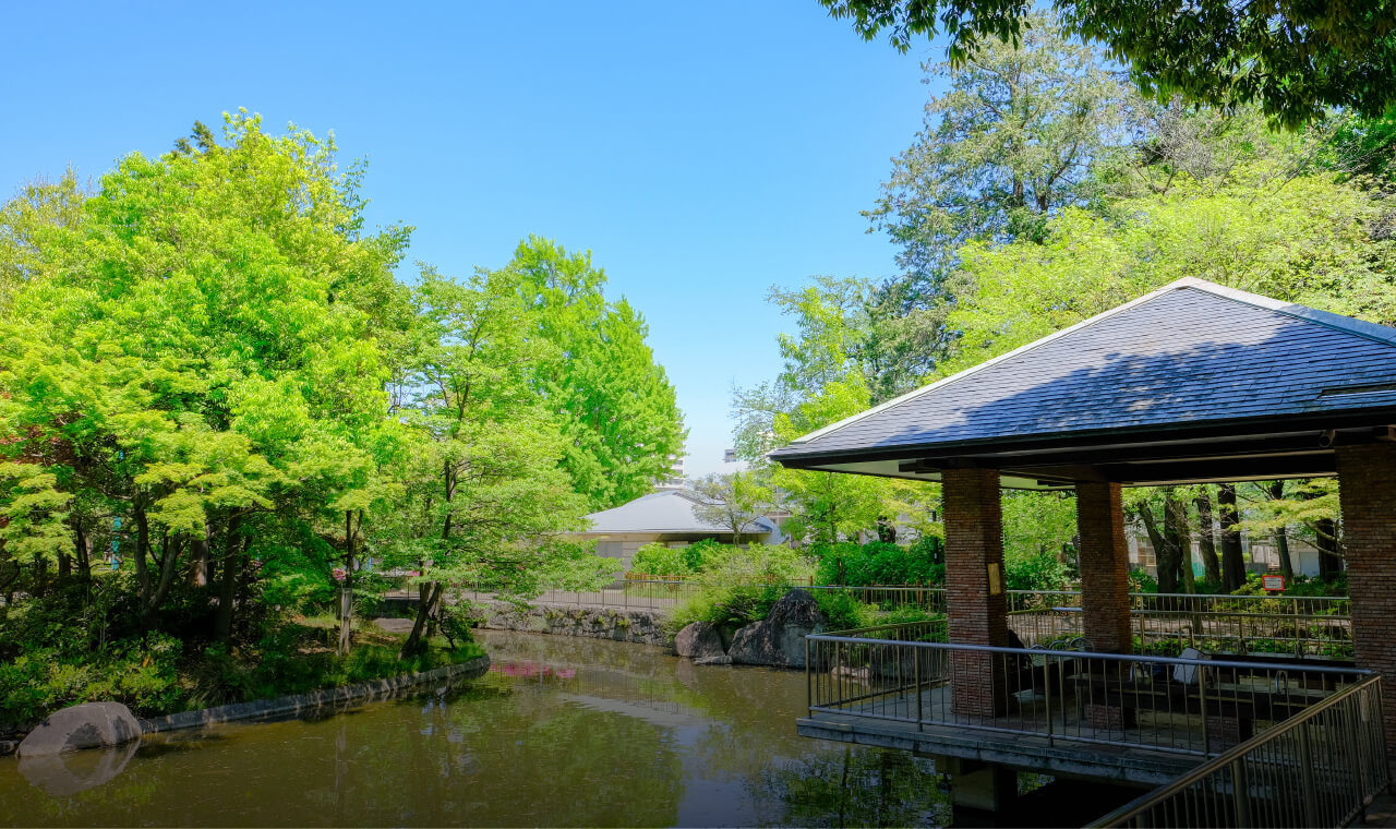 蚕糸の森公園(現地より約720ｍ)