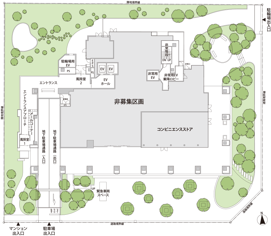 敷地配置図 兼 1階平面図